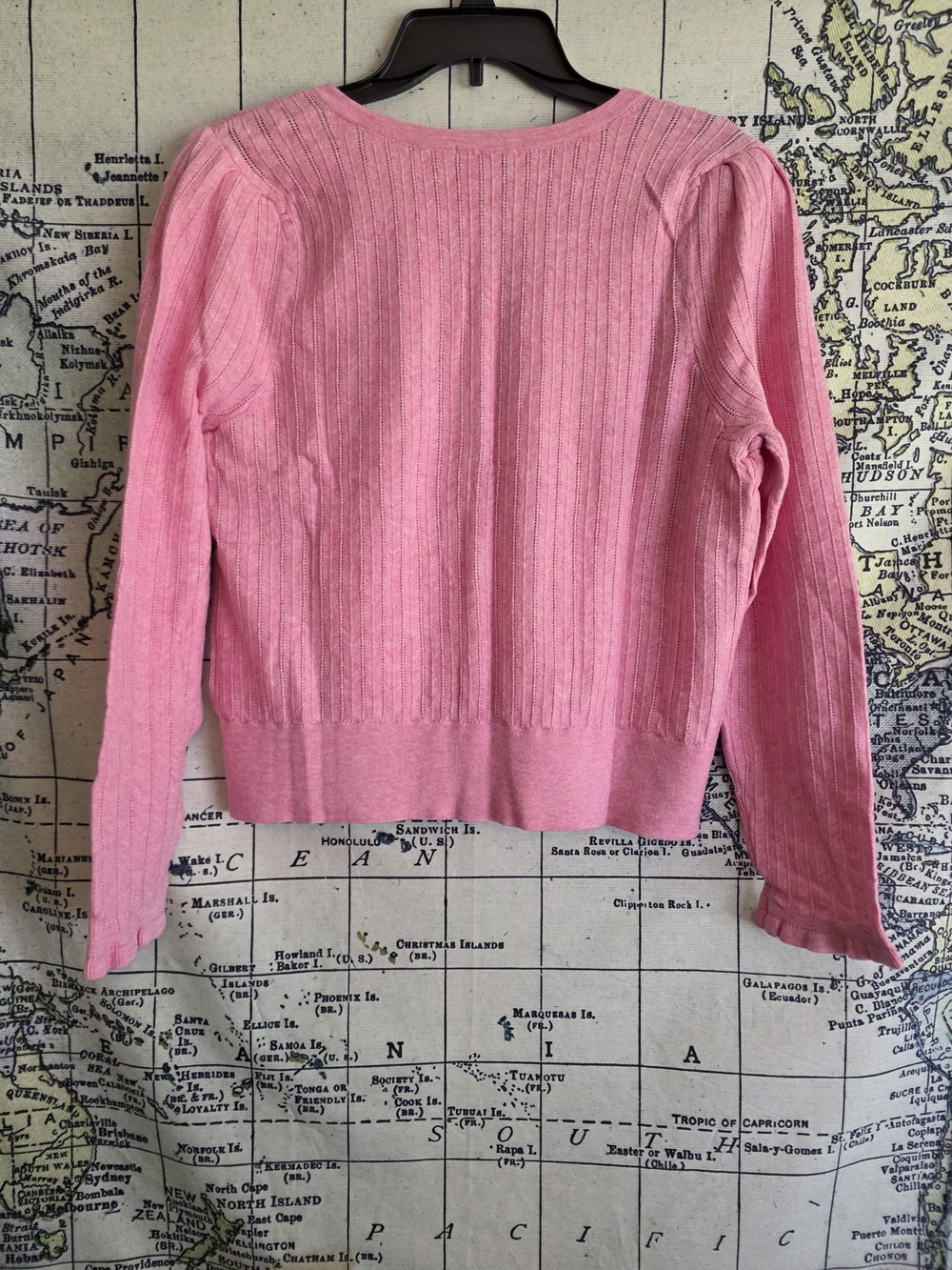 NWT Pink Ribbed Button-Front Cardigan - Picture 2 of 2